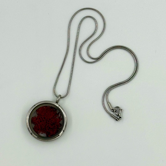 Eternal Moss Locket Pendant Necklace- Scarlet Red - Picture 8 of 9
